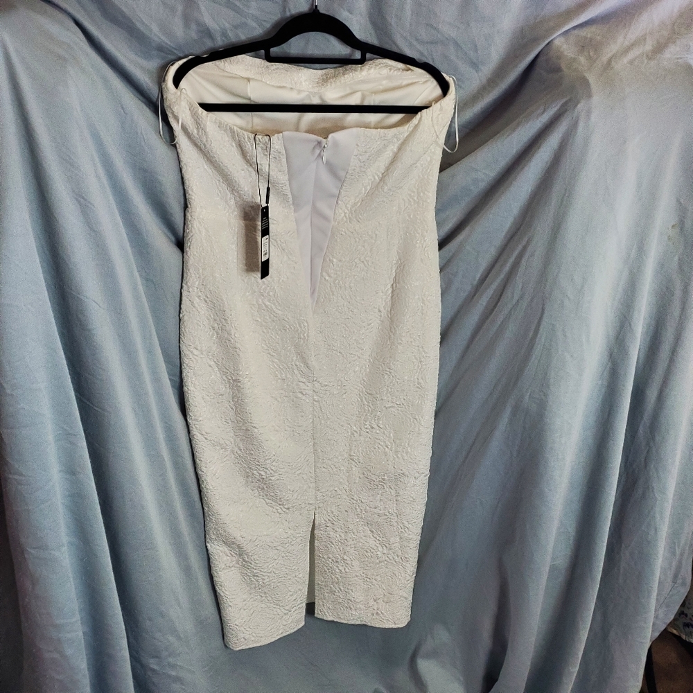 Fashion Nova  white strapless dress w mesh at bodice sz XL. - Picture 9 of 16